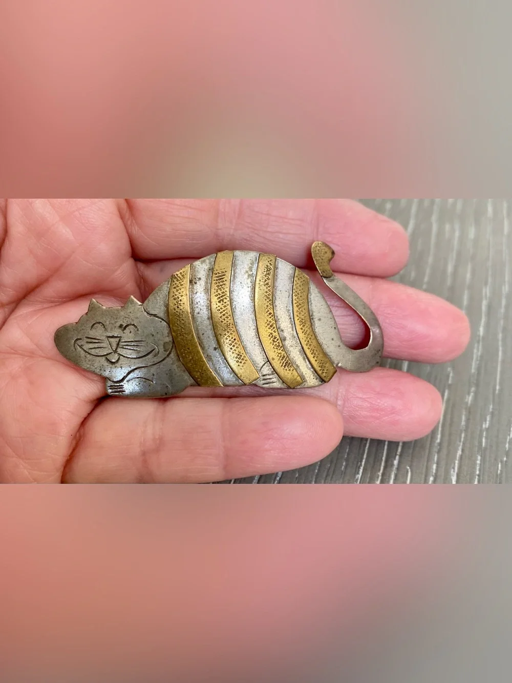Gold & Silver Striped Cat Brooch - Women Jewelry Brooches